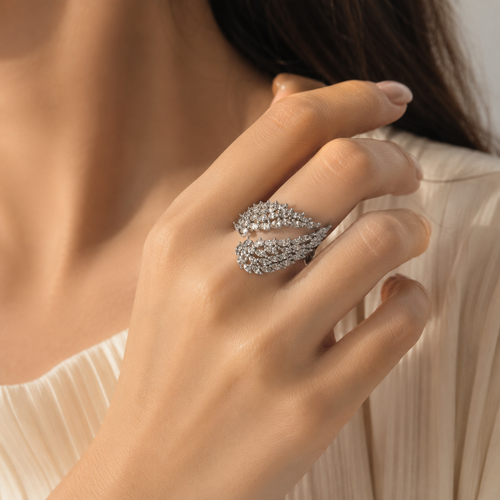 Adjustable Angel Wing Ring - Silver