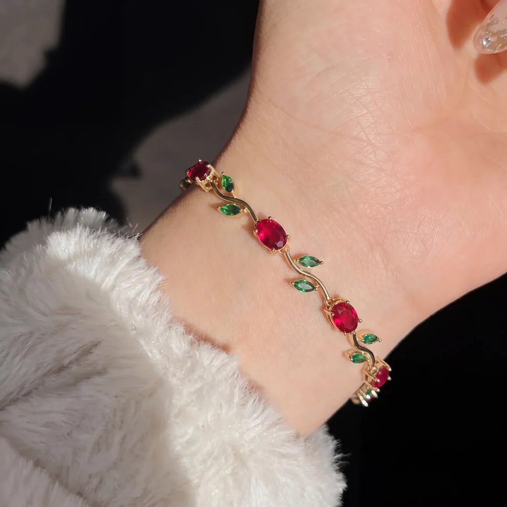 Tulip Bracelet - Gold (Red + Green)