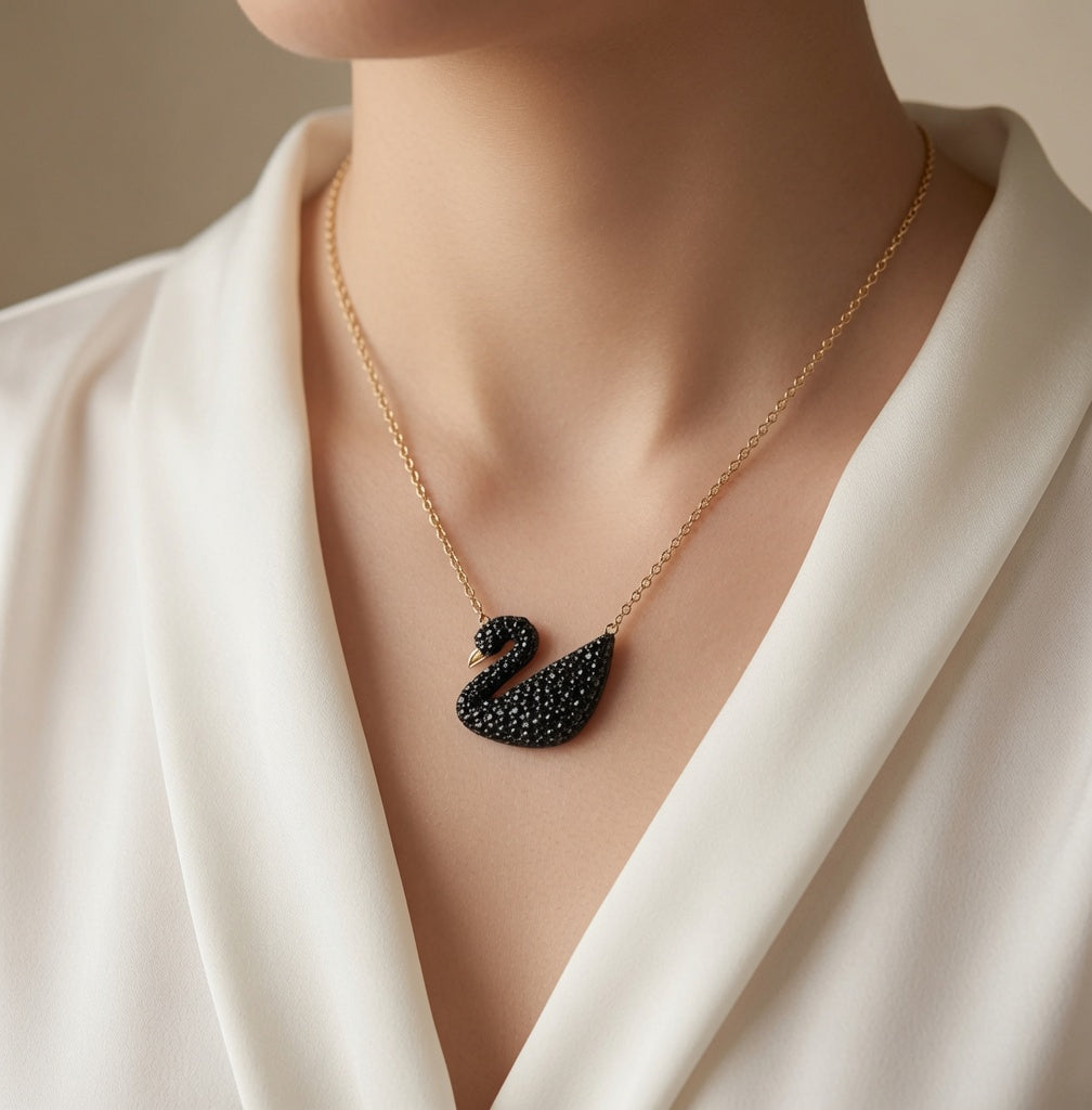 Swan Necklace - Black