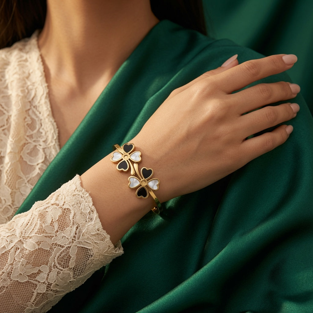 Double Clover Bangle – Two-Tone