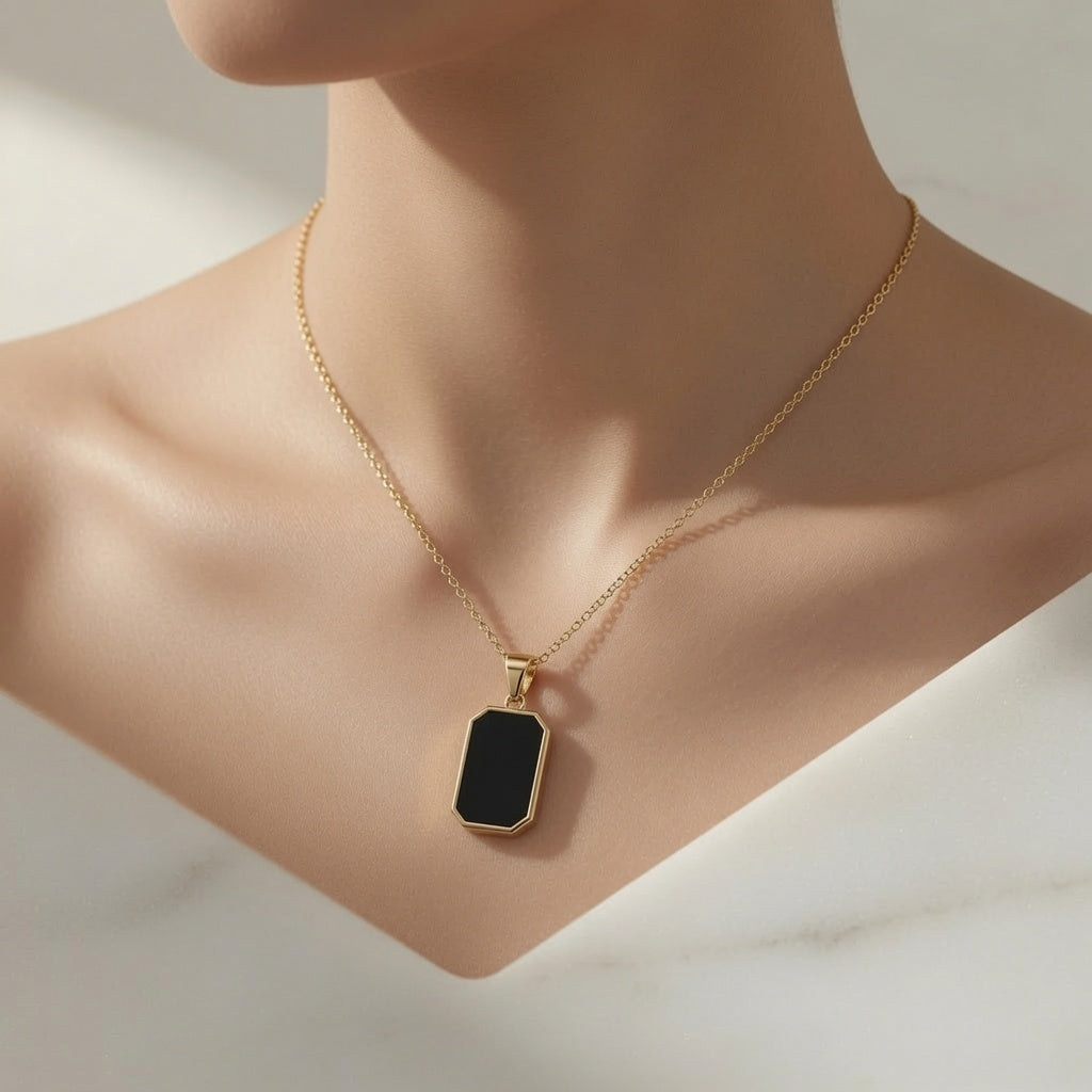 Double Sided Chip Necklace - Black & White