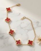 Four Leaf Clover Bracelet - Red