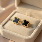 Four Leaf Clover Earrings - Black