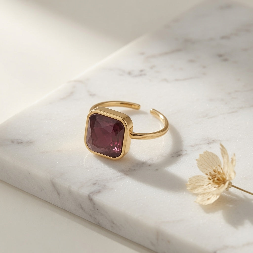 Adjustable Garnet Ring - Rhodolite