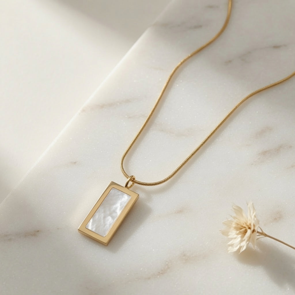 Two-Tone Tag Necklace - Black & White