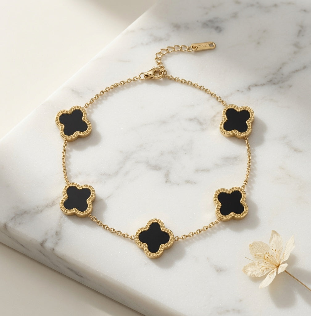 Four Leaf Clover Bracelet - Black