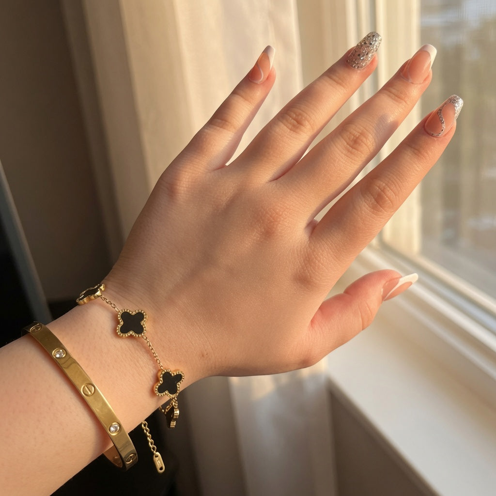 Cartier Love Bangle + Clover Bracelet Stack Set