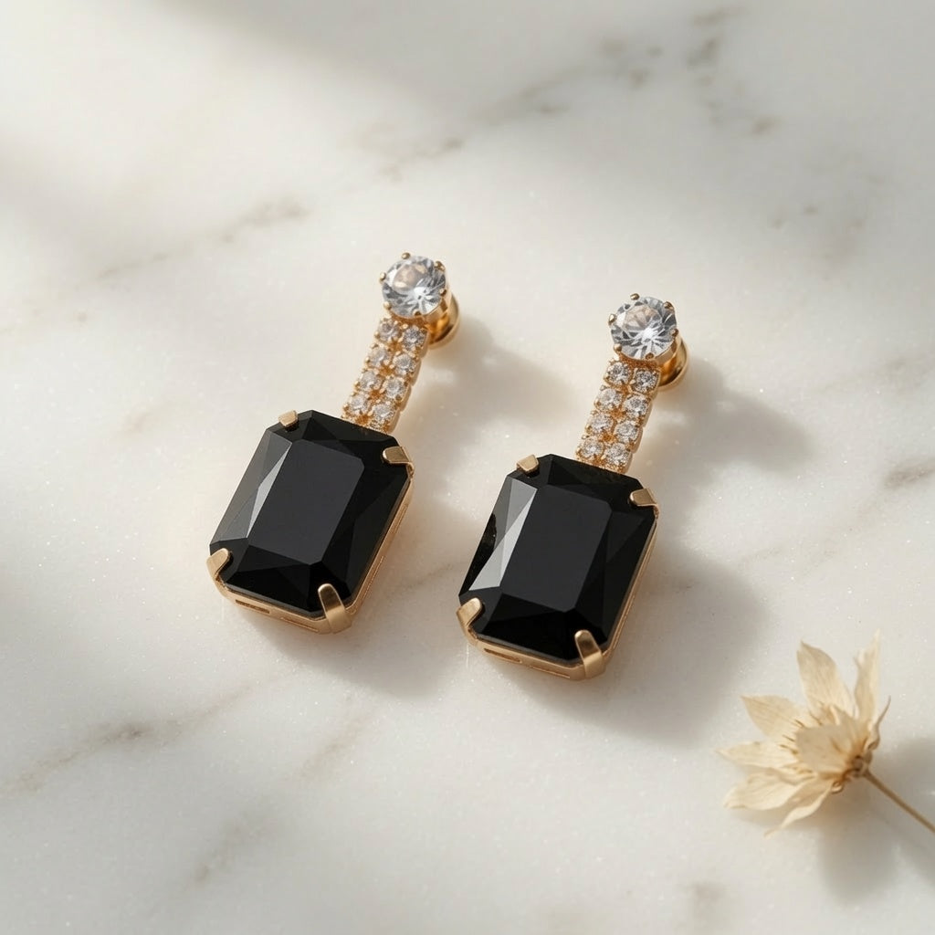 Blush Drop Earrings - Gold (Black)