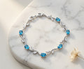 Tulip Bracelet - Silver (Sky Blue + White)