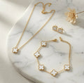 Four Leaf Clover Jewellery Set - White