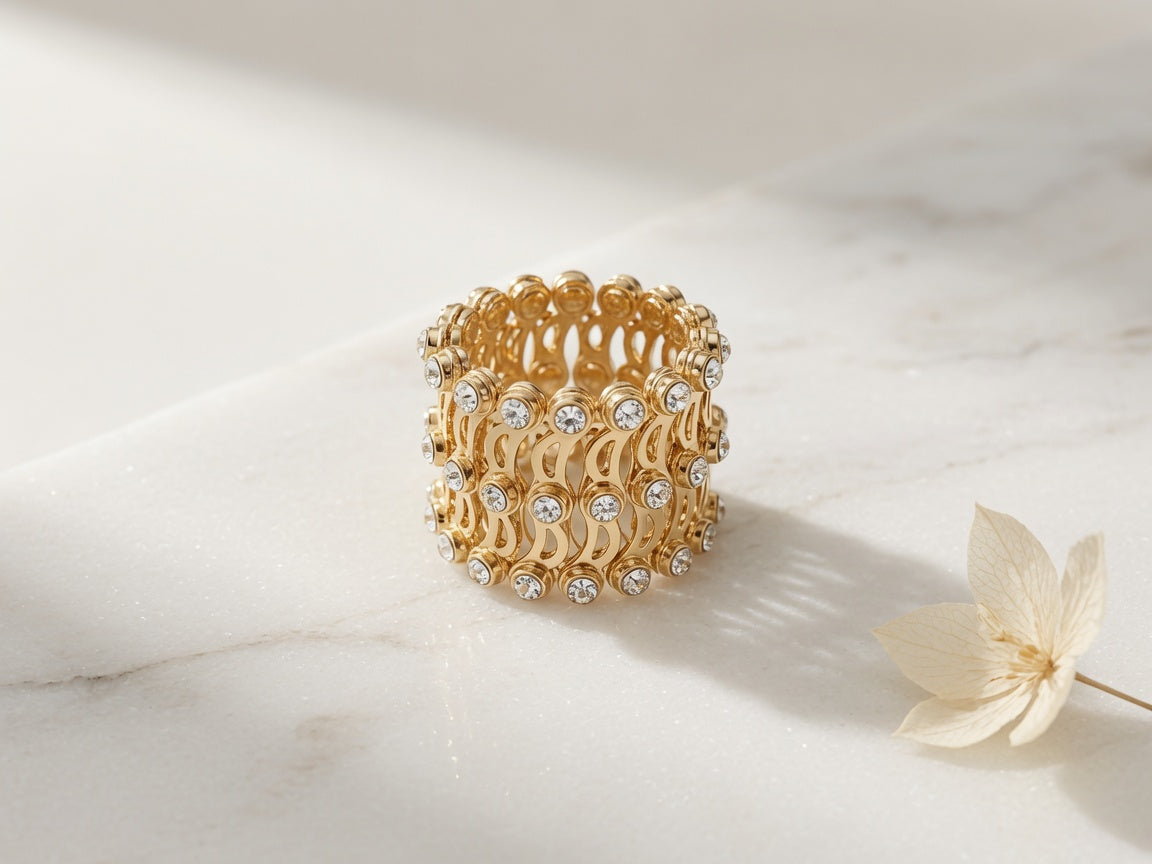 Adjustable 2-in-1 Crystal Ring & Bangle