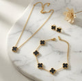 Four Leaf Clover Jewellery Set - Black