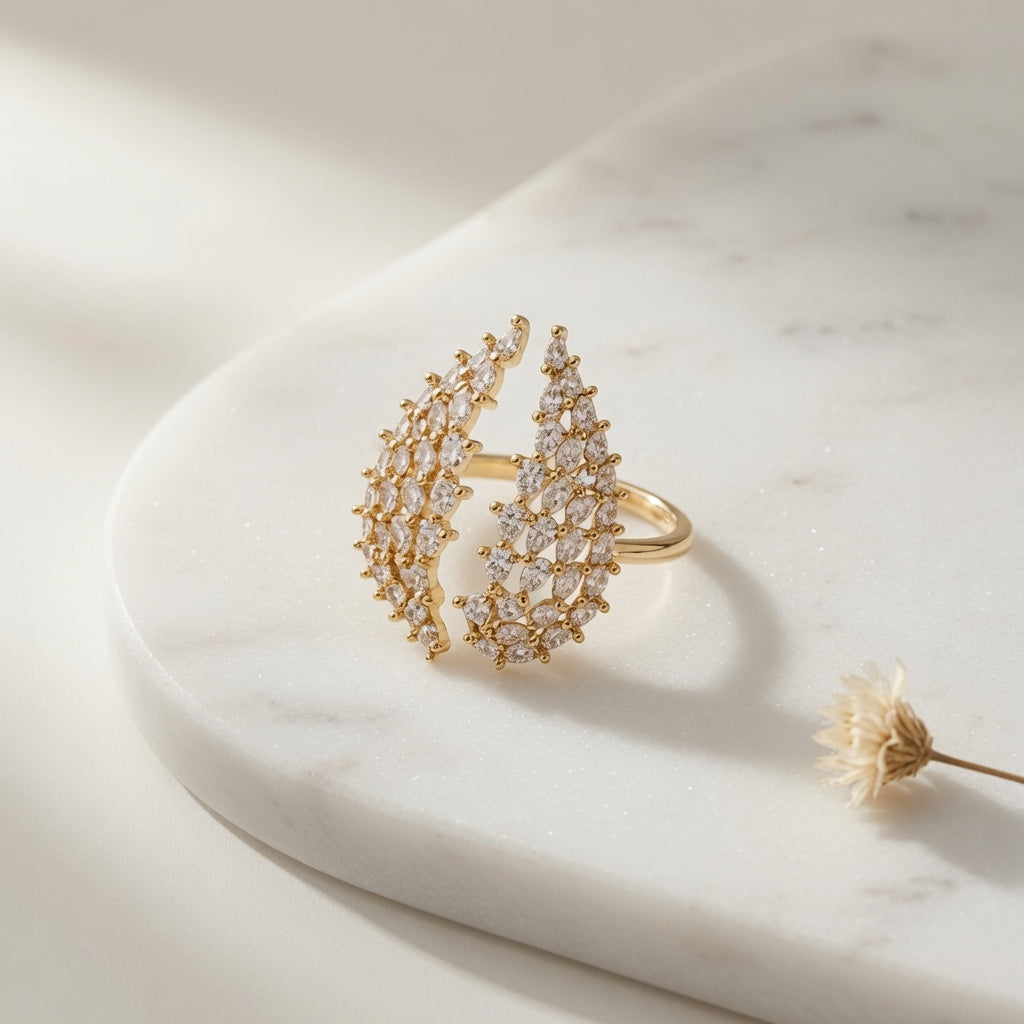 Adjustable Angel Wing Ring - Gold