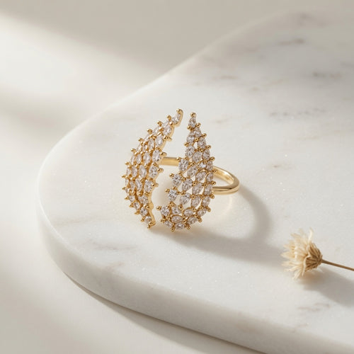 Adjustable Angel Wing Ring - Gold