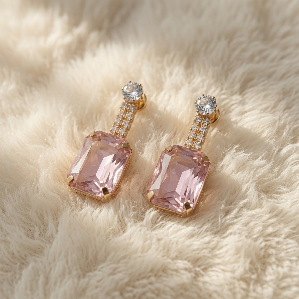Blush Drop Earrings - Gold (Pink)