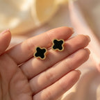 Four Leaf Clover Earrings - Black