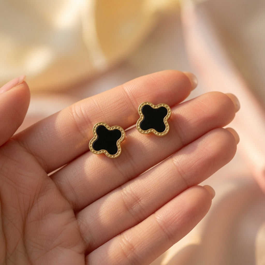 Four Leaf Clover Jewellery Set - Black
