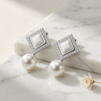 Vintage Pearl Drop Earrings - Silver (White)