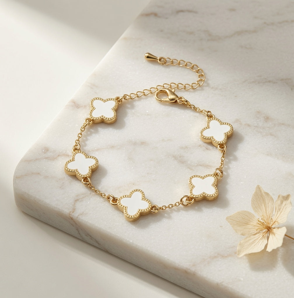 Four Leaf Clover Bracelet - White