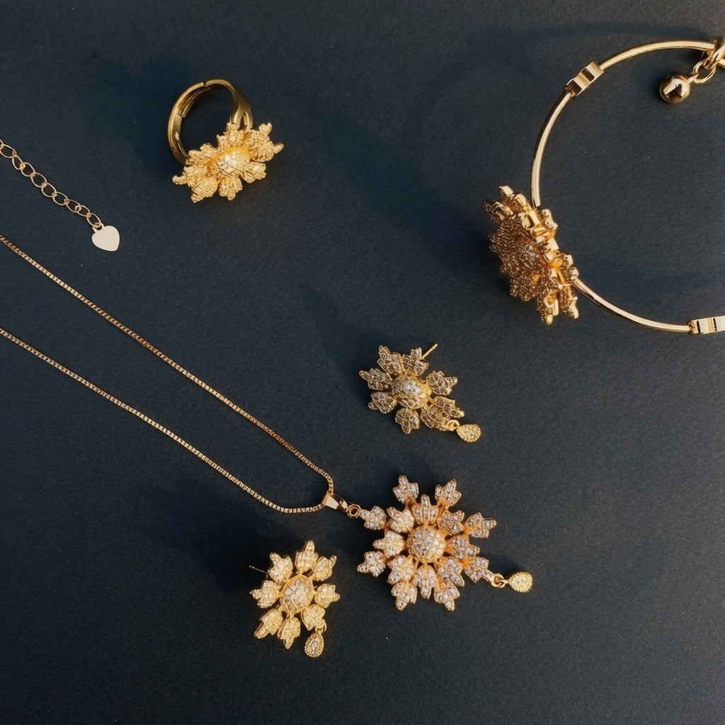 Elegant Floral Design Jewellery Set