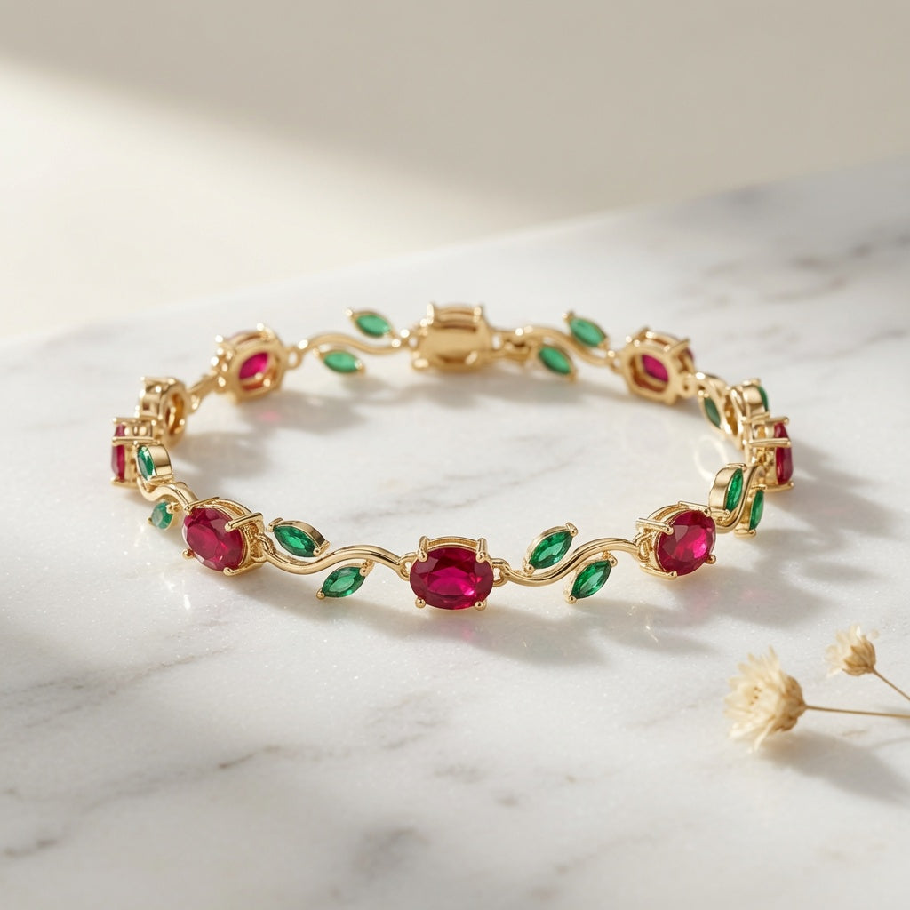 Tulip Bracelet - Gold (Red + Green)