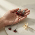 Kashmiri Jhumka - Silver (Red)