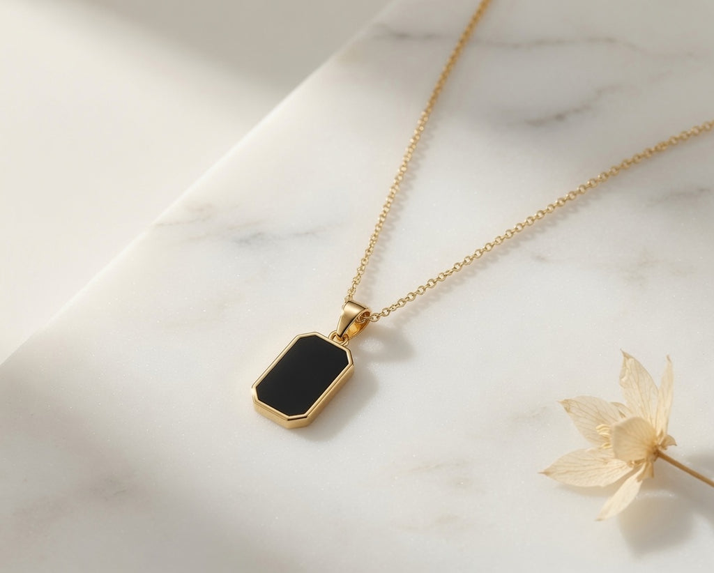 Double Sided Chip Necklace - Black & White