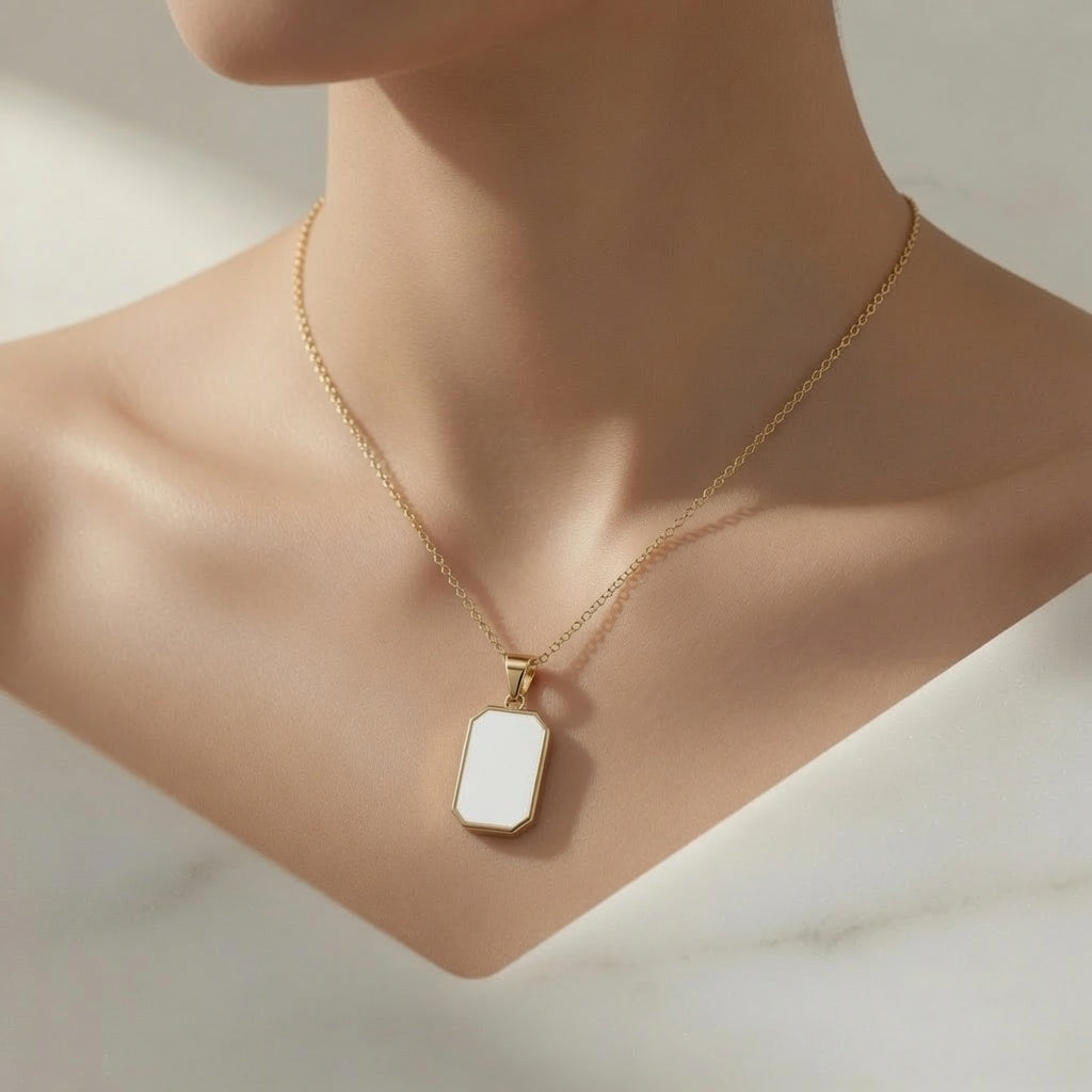 Double Sided Chip Necklace - Black & White