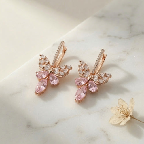 Butterfly Earings - Gold (Pink)