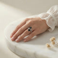 Twin Drop Ring - Black