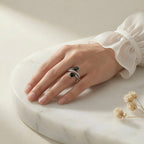 Twin Drop Ring - Black
