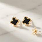 Four Leaf Clover Earrings - Black