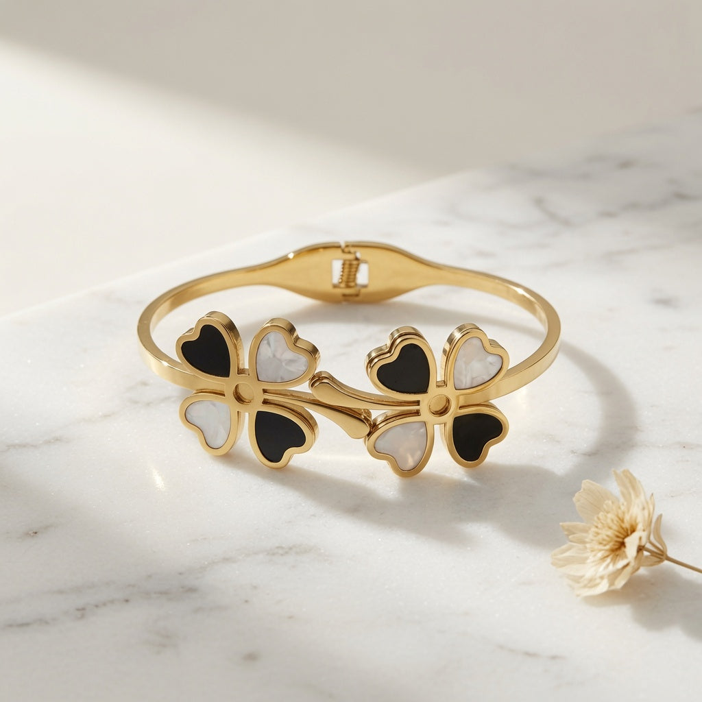 Double Clover Bangle – Two-Tone
