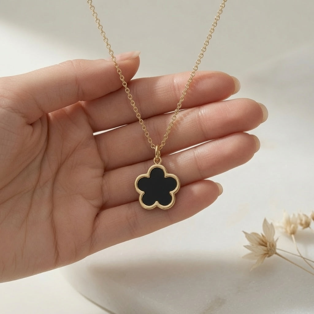 Two-Tone Blossom Necklace - Black & White