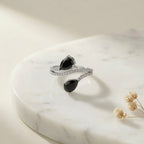 Twin Drop Ring - Black