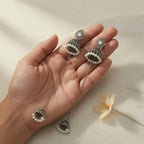 Kashmiri Jhumka - Silver (White)