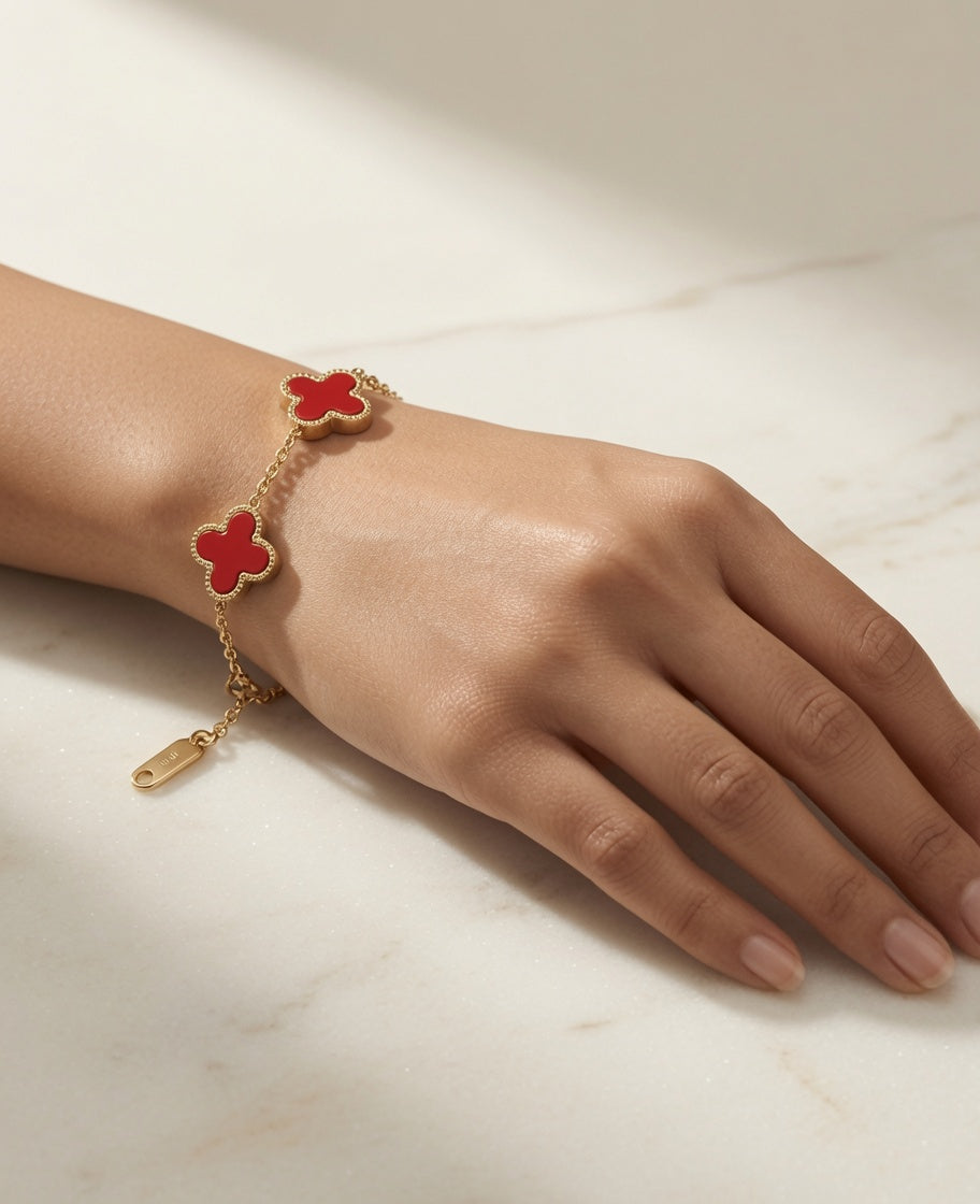 Four Leaf Clover Bracelet - Red