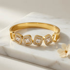 Diamond Deco Bangle - White