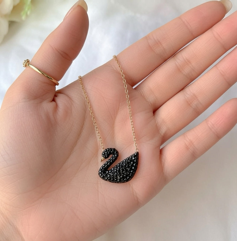 Swan Necklace - Black