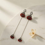 Kashmiri Jhumka - Silver (Red)