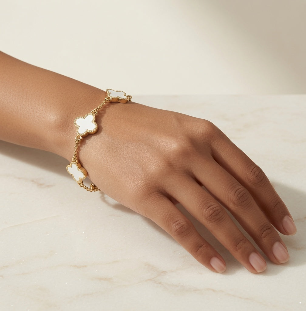 Four Leaf Clover Bracelet - White