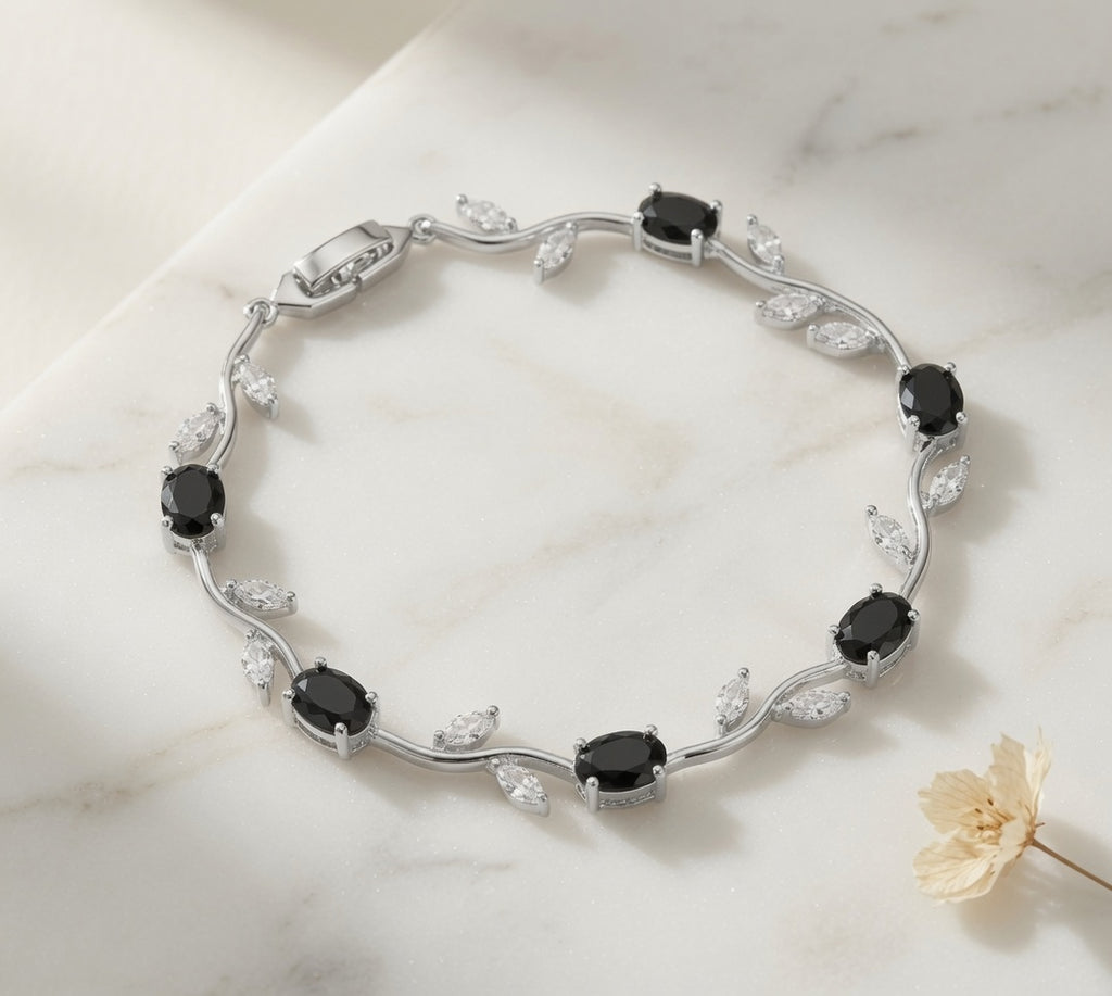 Tulip Bracelet - Silver (Black + White)