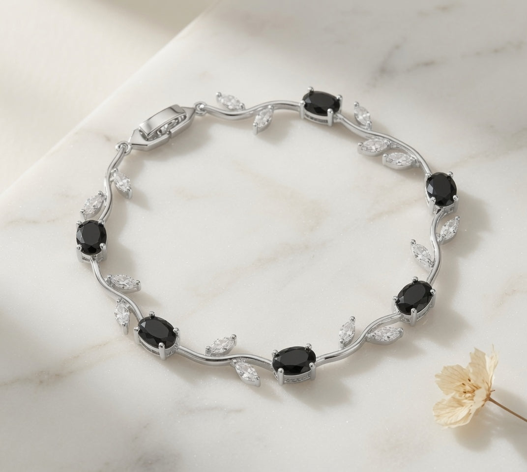Tulip Bracelet - Silver (Black + White)