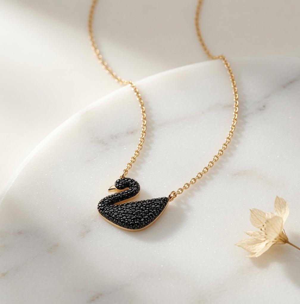 Swan Necklace - Black