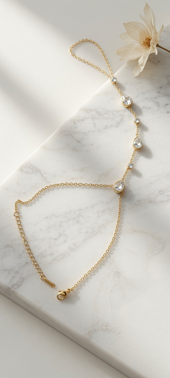 Crystal Heart Hand Chain Bracelet