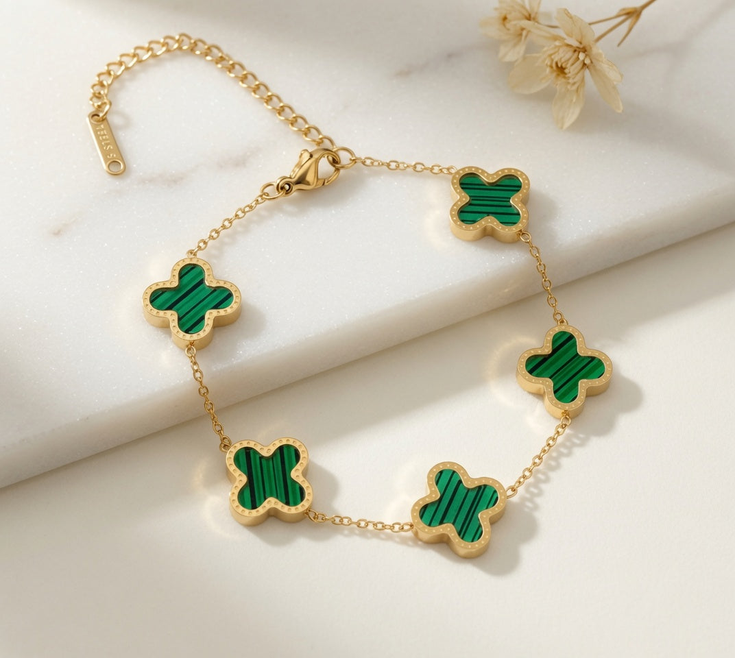 Four Leaf Clover Bracelet - Green