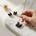 Stainless Swan Earring And Necklace Set
