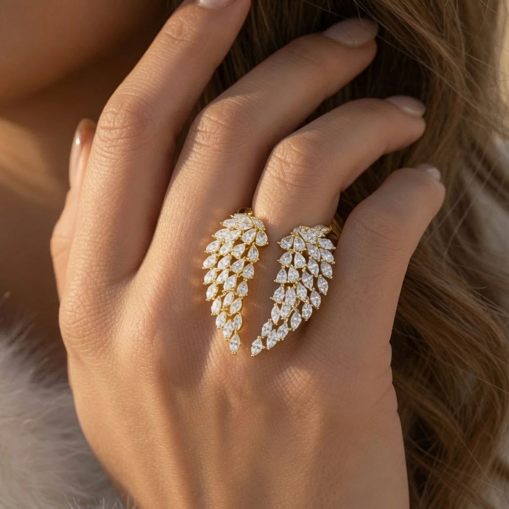Adjustable Angel Wing Ring - Gold