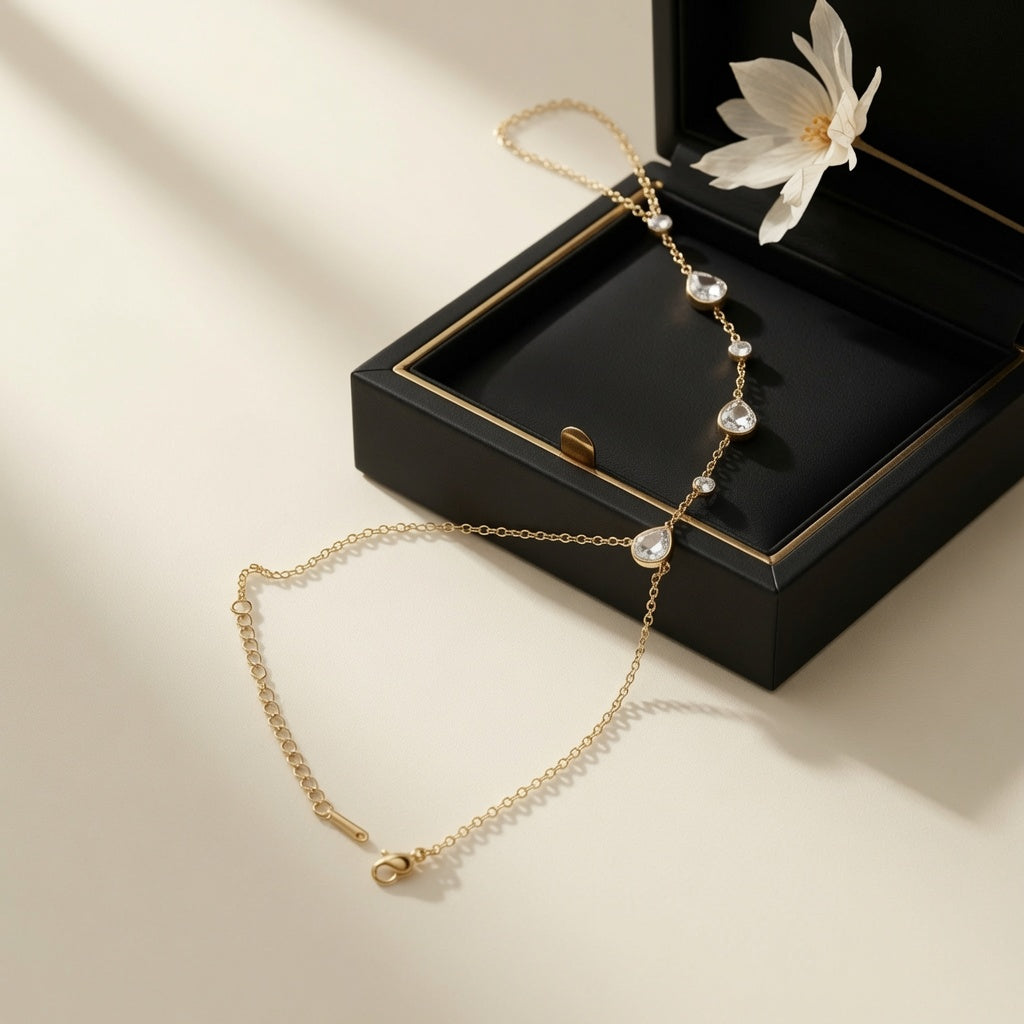 Crystal Heart Hand Chain Bracelet