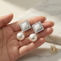 Vintage Pearl Drop Earrings - Silver (White)